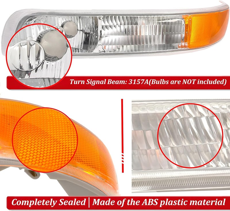 APSVE Pair of Turn Signal Light Parking Light Assembly Compatible with Chevy Models - 99-02 Silverado 00-06 Tahoe Suburban - Image 3